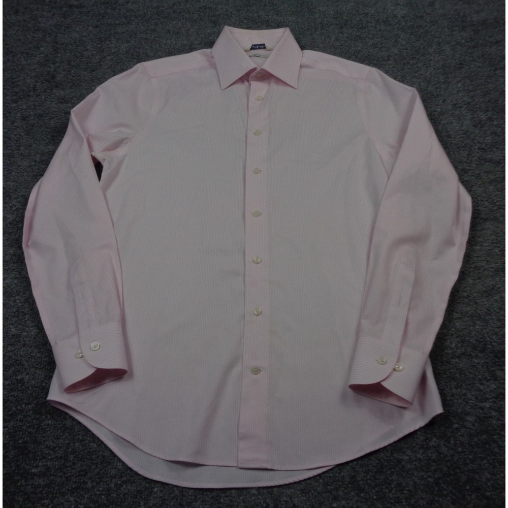 Suit Supply Traveller Mens Dress Shirt 15 38 Slim Fit Pink Striped Long Sleeve